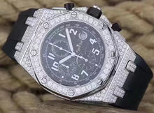 Charger l'image dans la galerie, Top Luxury Brand New Men Watch Quartz Chronograph Moon Phase Sapphire Stainless Steel Full Diamonds Luminous Black Blue Watches (4313231523925)