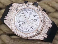 Charger l'image dans la galerie, Top Luxury Brand New Men Watch Quartz Chronograph Moon Phase Sapphire Stainless Steel Full Diamonds Luminous Black Blue Watches (4313231523925)