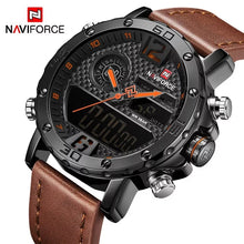 Charger l'image dans la galerie, NAVIFORCE Mens Watches To Luxury Brand Men Leather Sports Watches Men's Quartz LED Digital Clock Waterproof Military Wrist Watch (4313168805973)