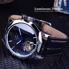 Charger l'image dans la galerie, Winner Blue Ocean Geometry Design Transparent Skeleton Dial Mens Watch Top Brand Luxury Automatic Fashion Mechanical Watch Clock (4313189154901)