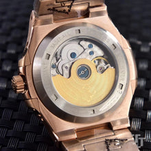 Charger l'image dans la galerie, Luxury Brand New Men Stainless Steel Automatic Mechanical DayDate Transparent Moon Phase Sapphire Rose Gold Vintage Carved Watch (4317461971029)