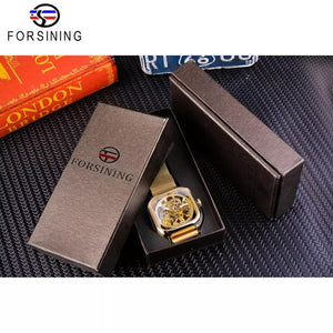 Forsining Men Mechanical Watches Automatic Self-Wind Golden Transparent Fashion Mesh Steel Wristwatch Skeleton Man Male Hot Hour (4313187287125)