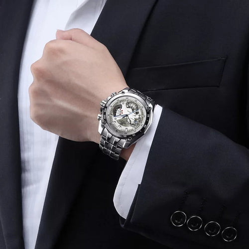 Casio 2018 fashion business watch multi-function 100 meters waterproof sports men Black plate steel belt EF-550D wrist watch (4313221562453)